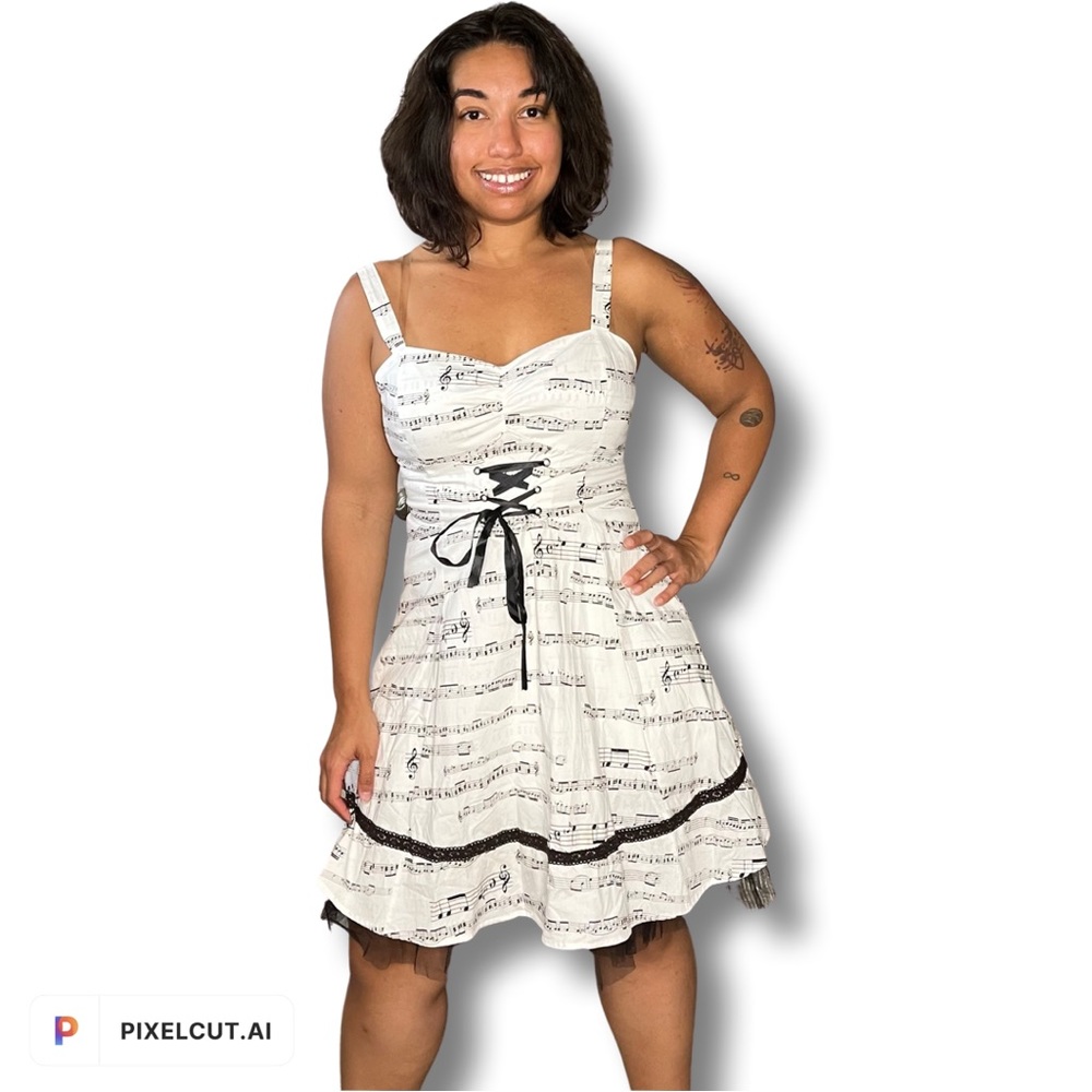 Ivory & Black Music Note Dress (Hot Topic)